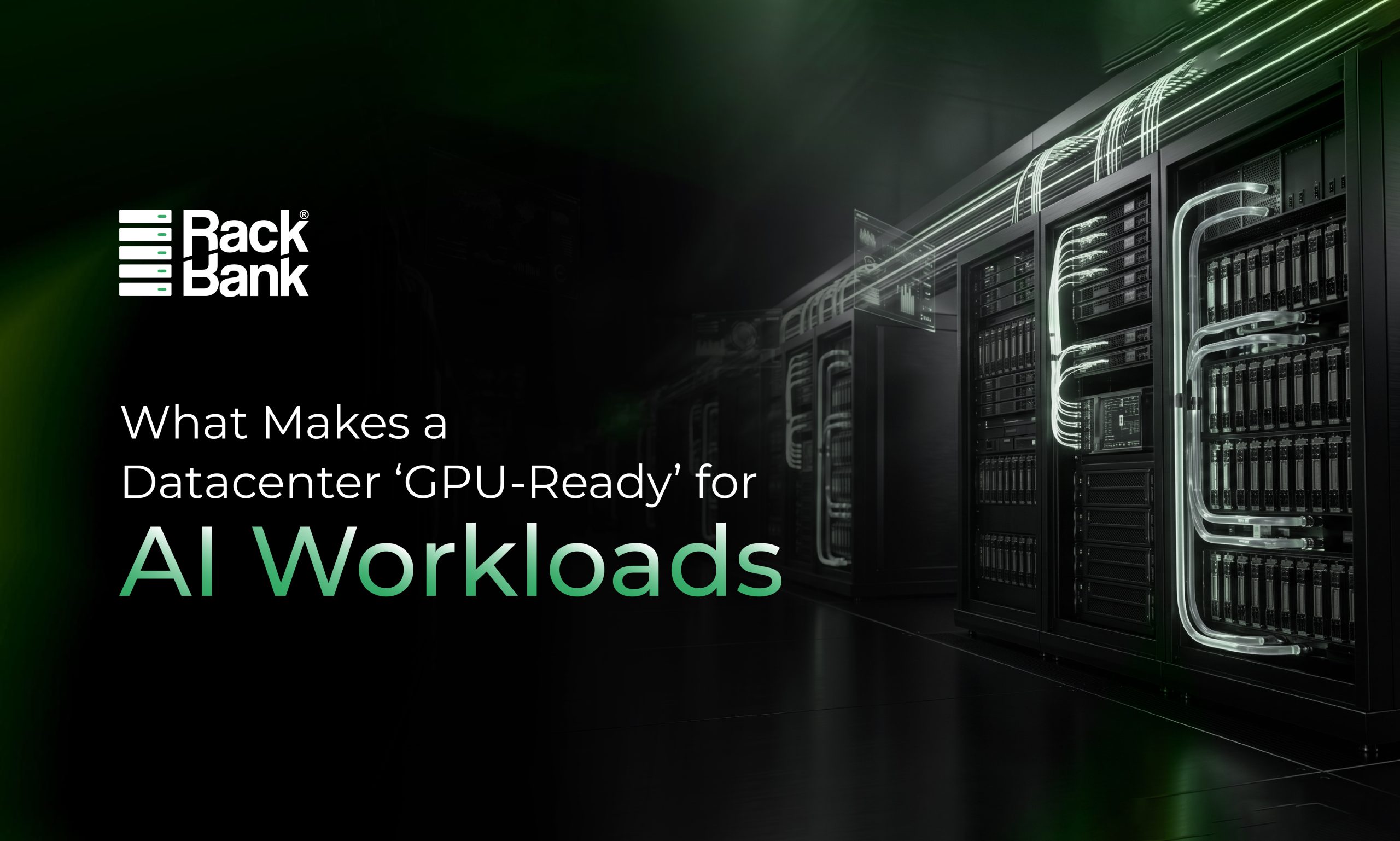 GPU-ready datacenter with high-density GPU servers, liquid cooling, and AI infrastructure for large-scale workloads